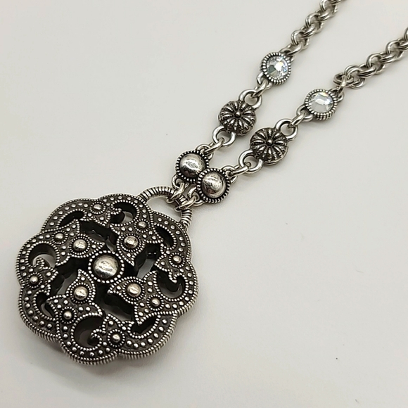 Brighton "PACIFIC HEIGHTS" Detailed Crystal Marcasite Reversible Pendant! 👑 - Picture 3 of 11